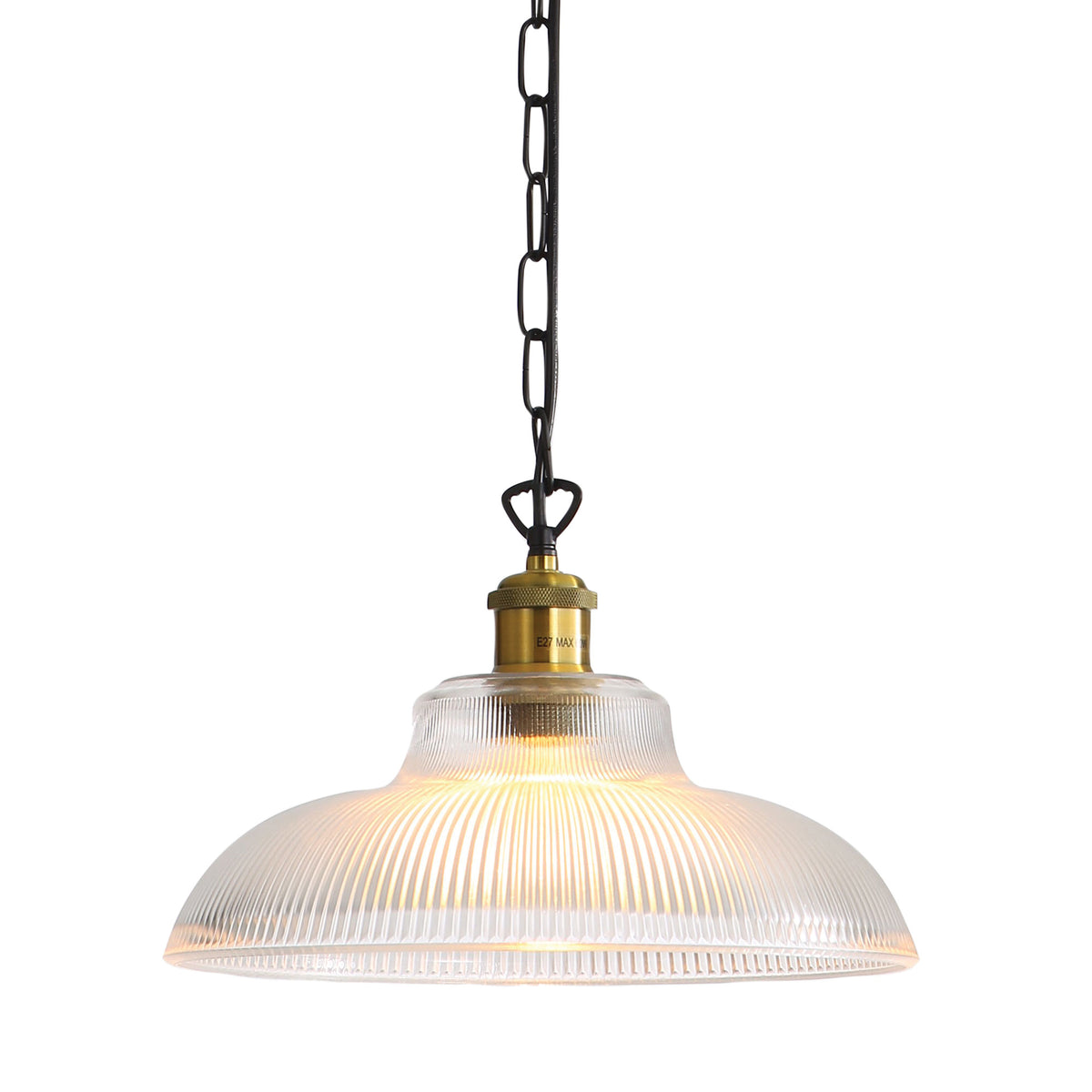 Traditional Ribbed Glass Pendant - Otter Clear