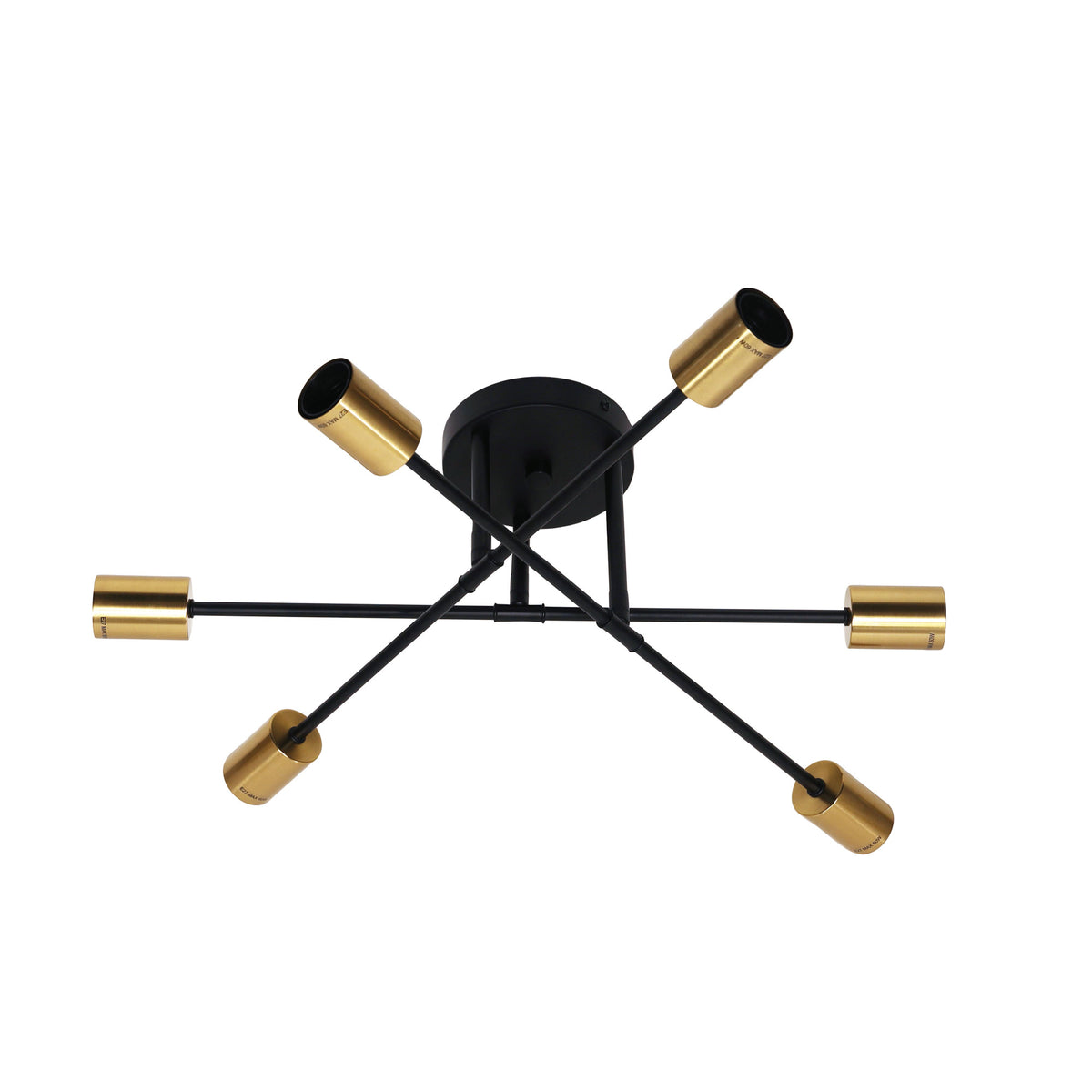 6 Light Close-To-Ceiling - Muna.6 Black + Satin Brass