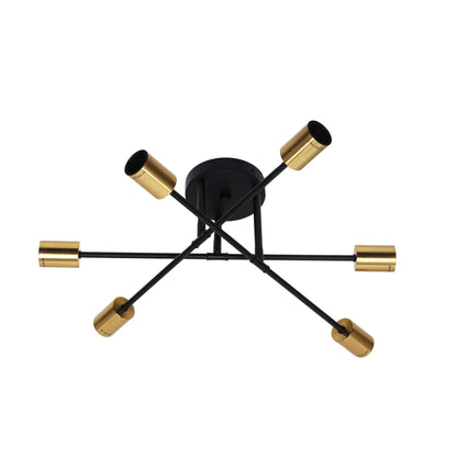 6 Light Close-To-Ceiling - Muna.6 Black + Satin Brass