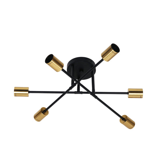 6 Light Close-To-Ceiling - Muna.6 Black + Satin Brass