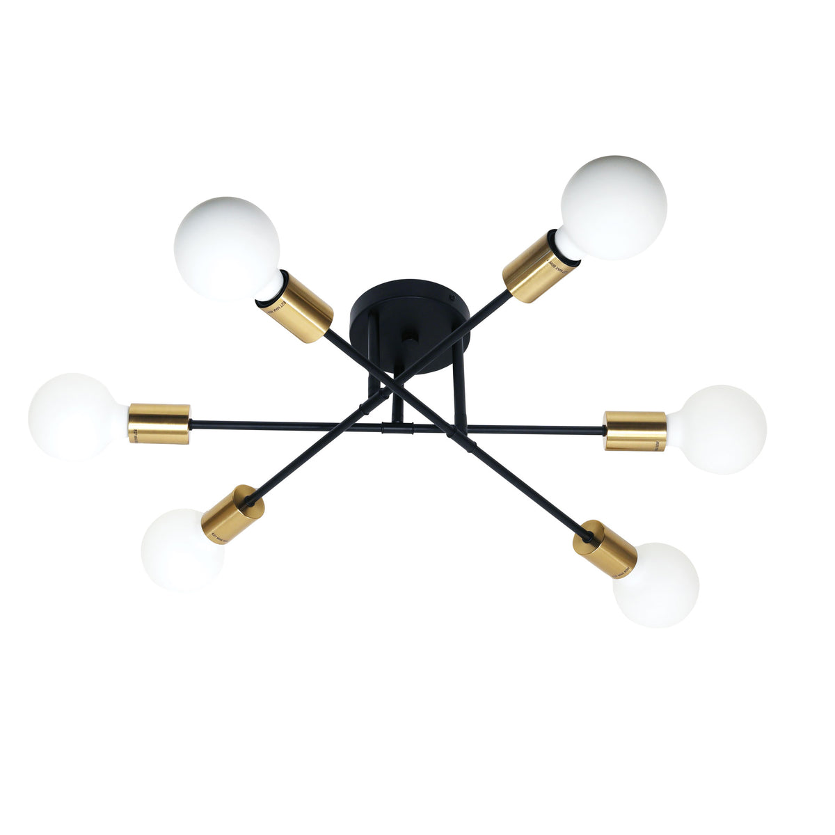 6 Light Close-To-Ceiling - Muna.6 Black + Satin Brass