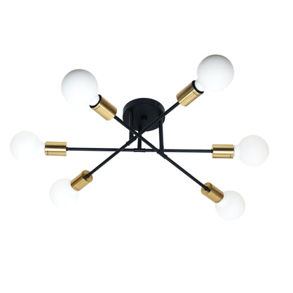 6 Light Close-To-Ceiling - Muna.6 Black + Satin Brass