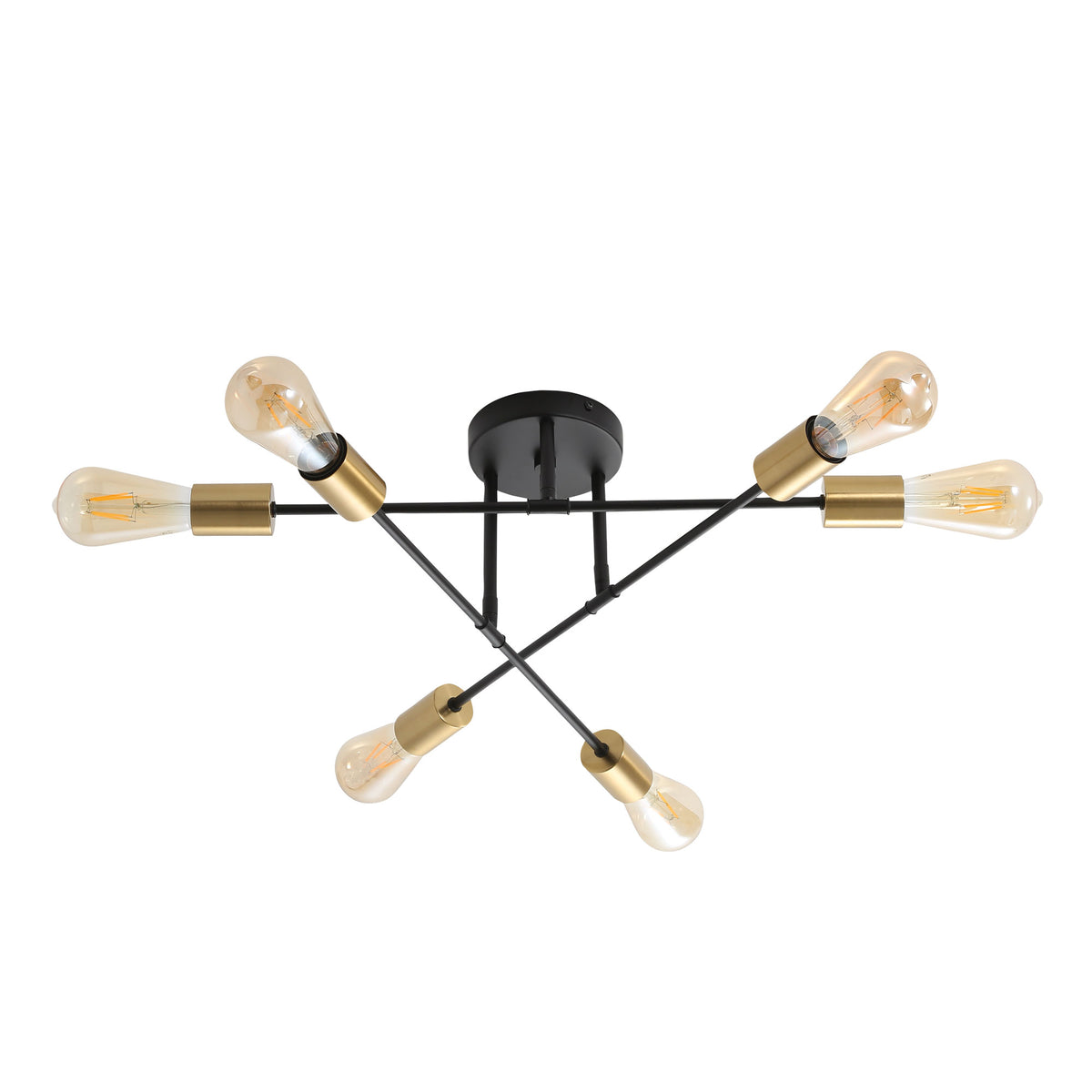 6 Light Close-To-Ceiling - Muna.6 Black + Satin Brass