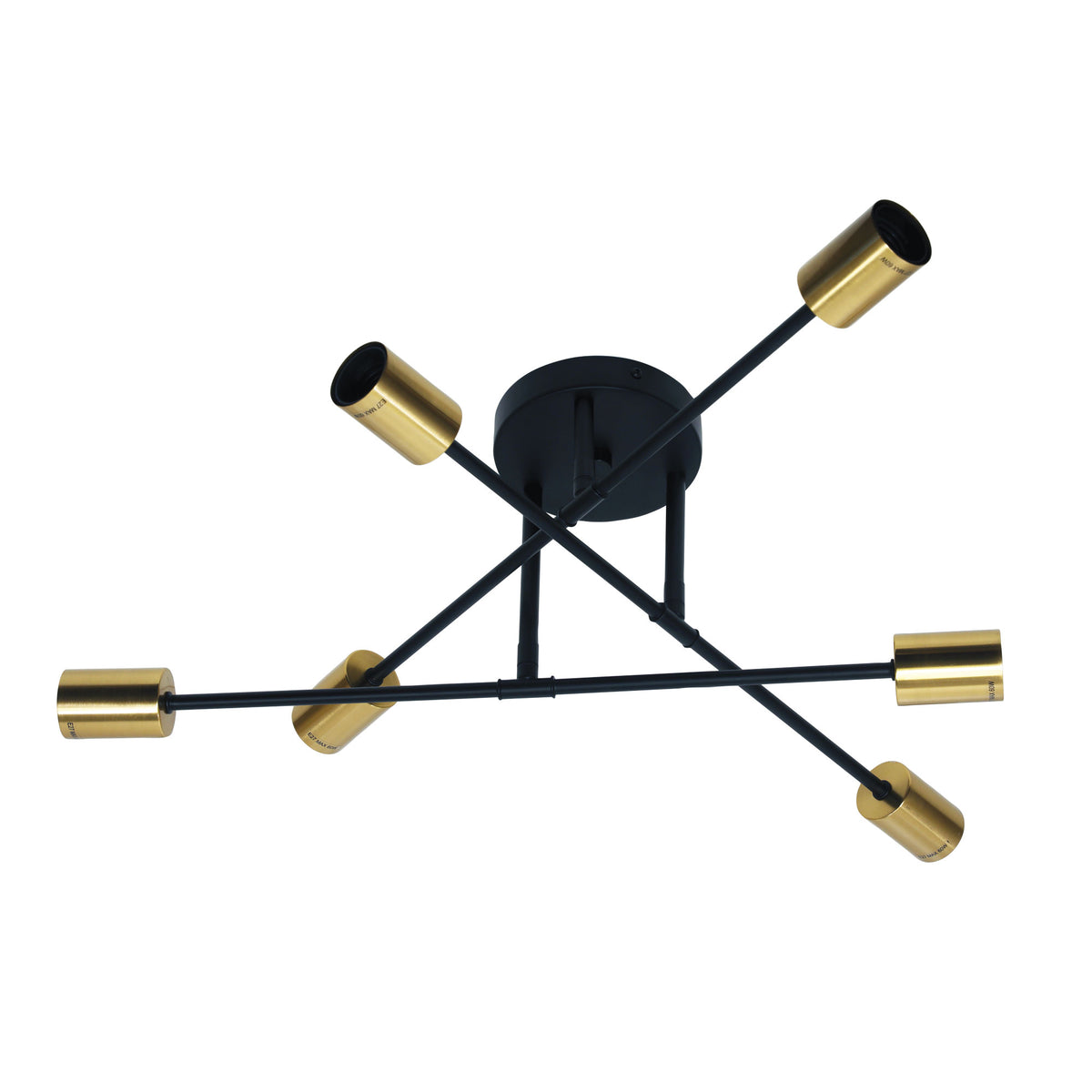 6 Light Close-To-Ceiling - Muna.6 Black + Satin Brass