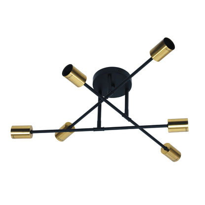 6 Light Close-To-Ceiling - Muna.6 Black + Satin Brass