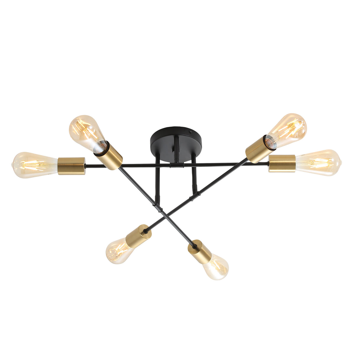 6 Light Close-To-Ceiling - Muna.6 Black + Satin Brass