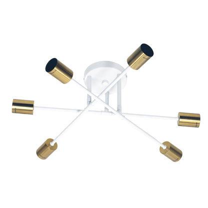 6 Light Close-To-Ceiling - Muna.6 White + Satin Brass