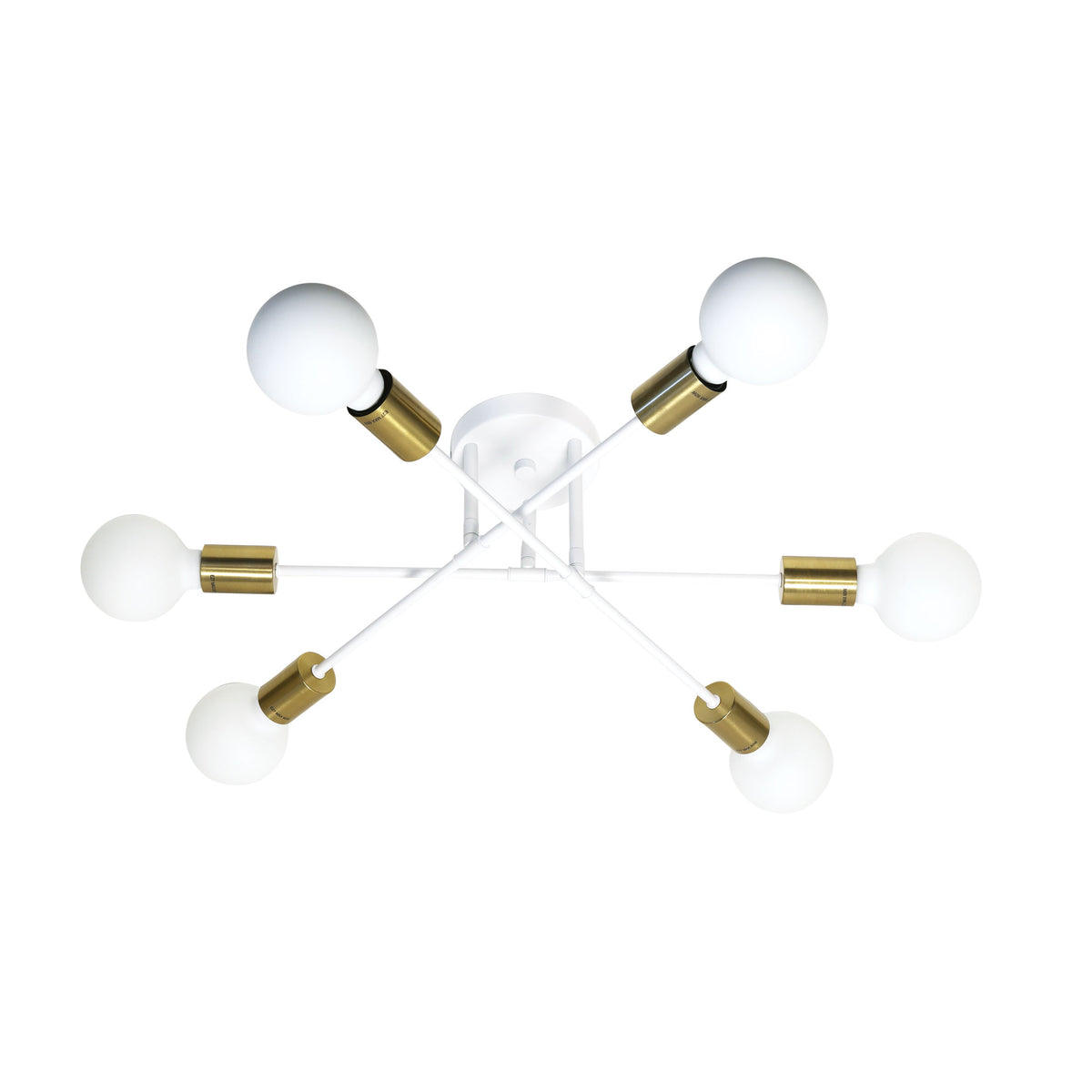 6 Light Close-To-Ceiling - Muna.6 White + Satin Brass