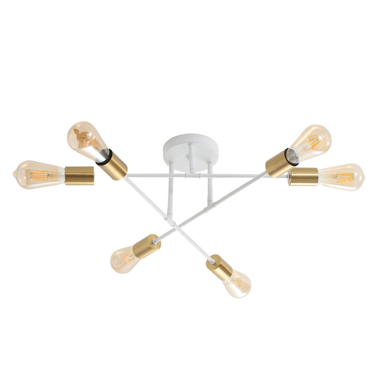 6 Light Close-To-Ceiling - Muna.6 White + Satin Brass