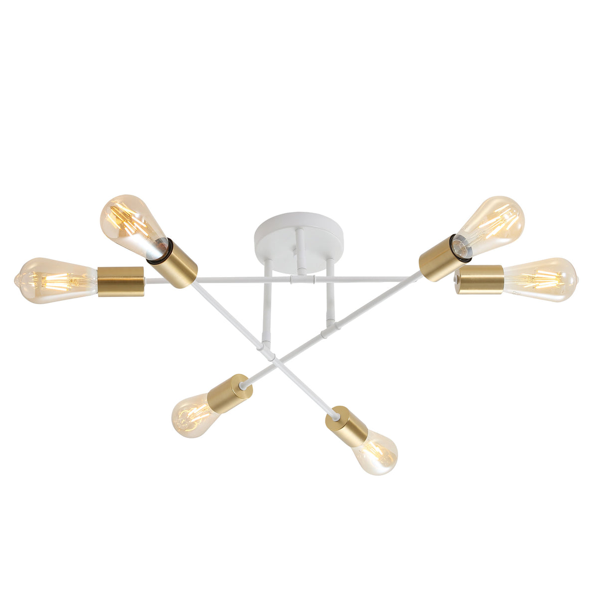 6 Light Close-To-Ceiling - Muna.6 White + Satin Brass