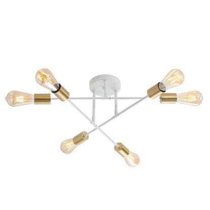 6 Light Close-To-Ceiling - Muna.6 White + Satin Brass