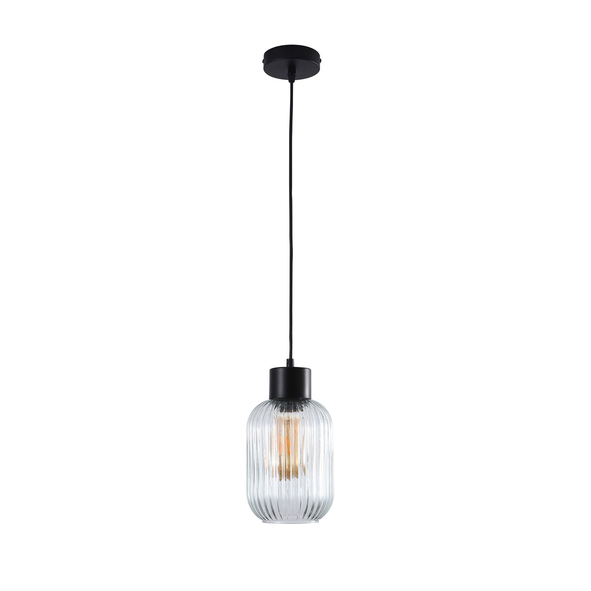 Ribbed Clear Glass Pendant - Miller 130