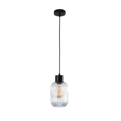 Ribbed Clear Glass Pendant - Miller 130