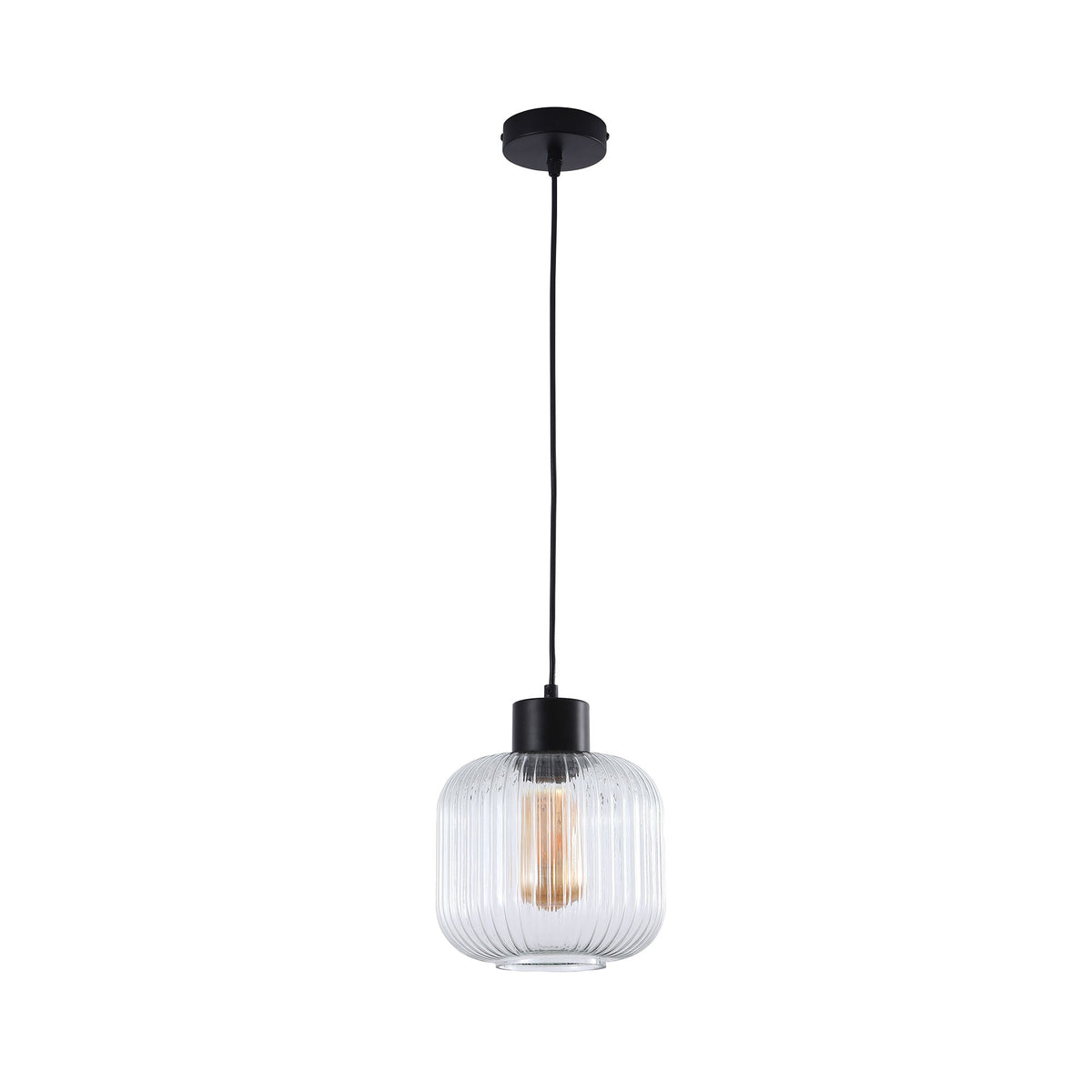 Ribbed Clear Glass Pendant - Miller 200