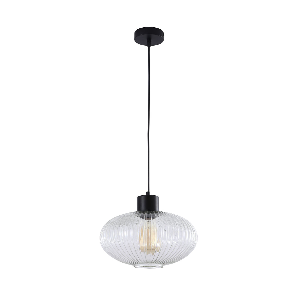 Ribbed Clear Glass Pendant - Miller 300