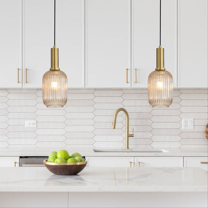 Ribbed Glass Pendant - Luxe.130 Amber