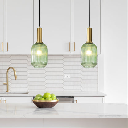 Ribbed Glass Pendant - Luxe.130 Green