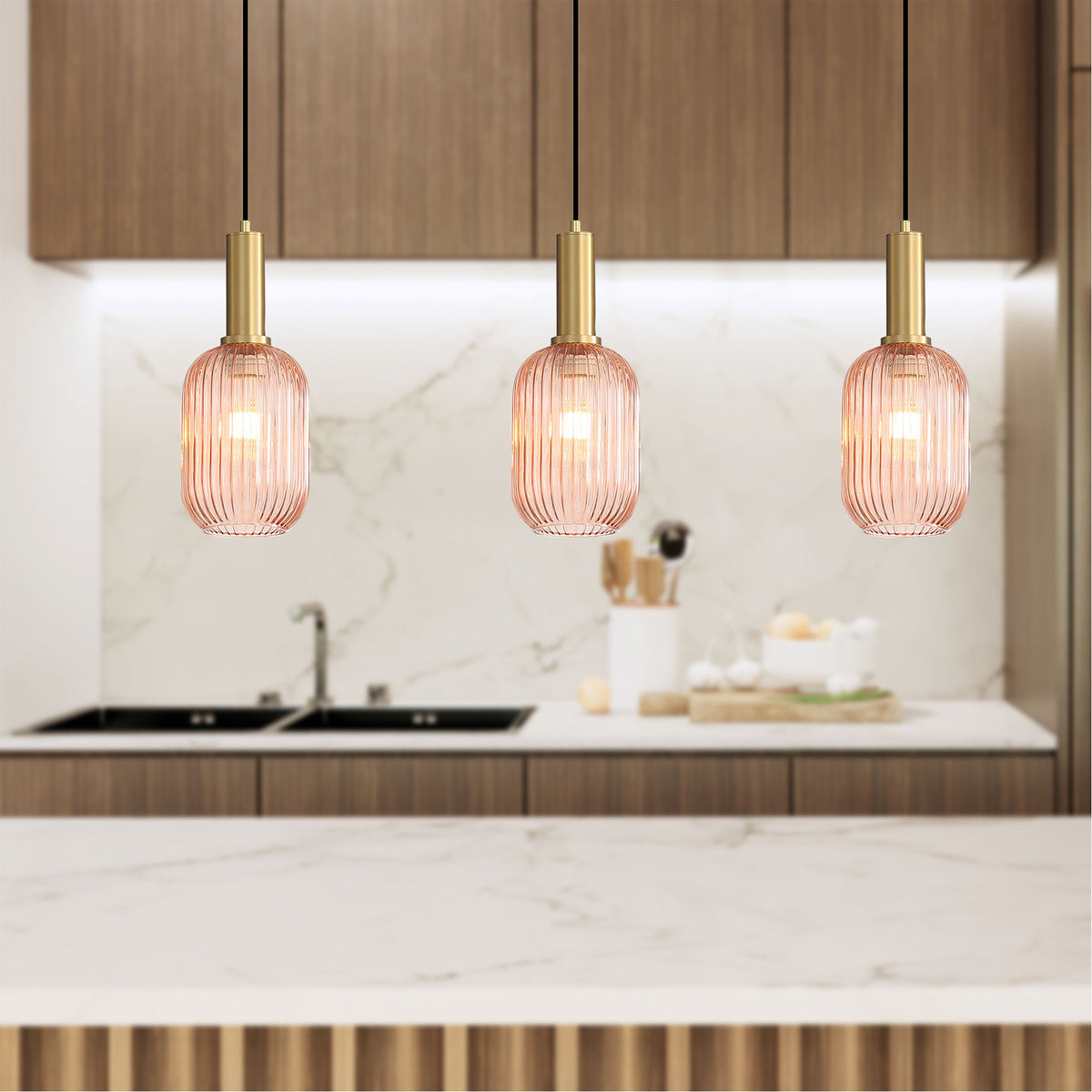 Ribbed Glass Pendant - Luxe.130 Rust