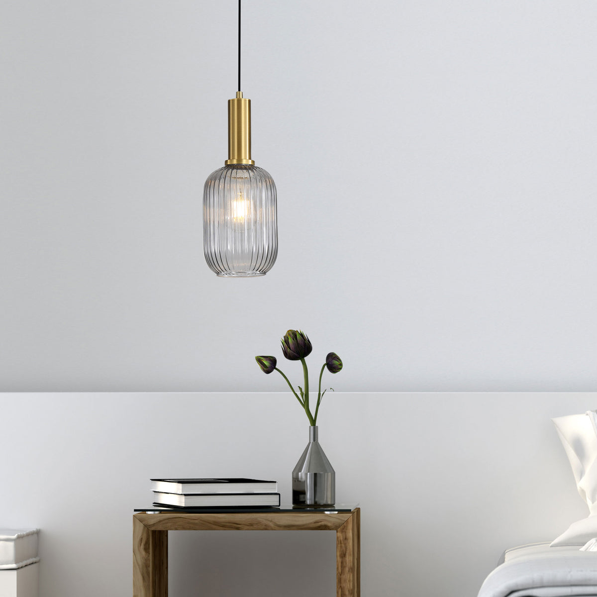 Ribbed Glass Pendant - Luxe.130 Smoke