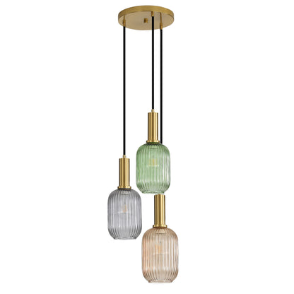 3LT Ribbed Glass Pendant - Luxe Trilight