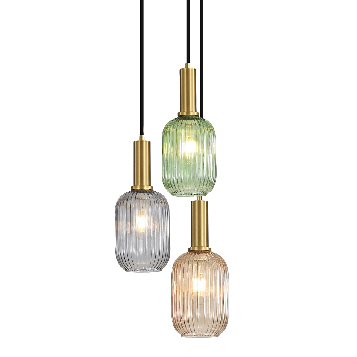 3LT Ribbed Glass Pendant - Luxe Trilight