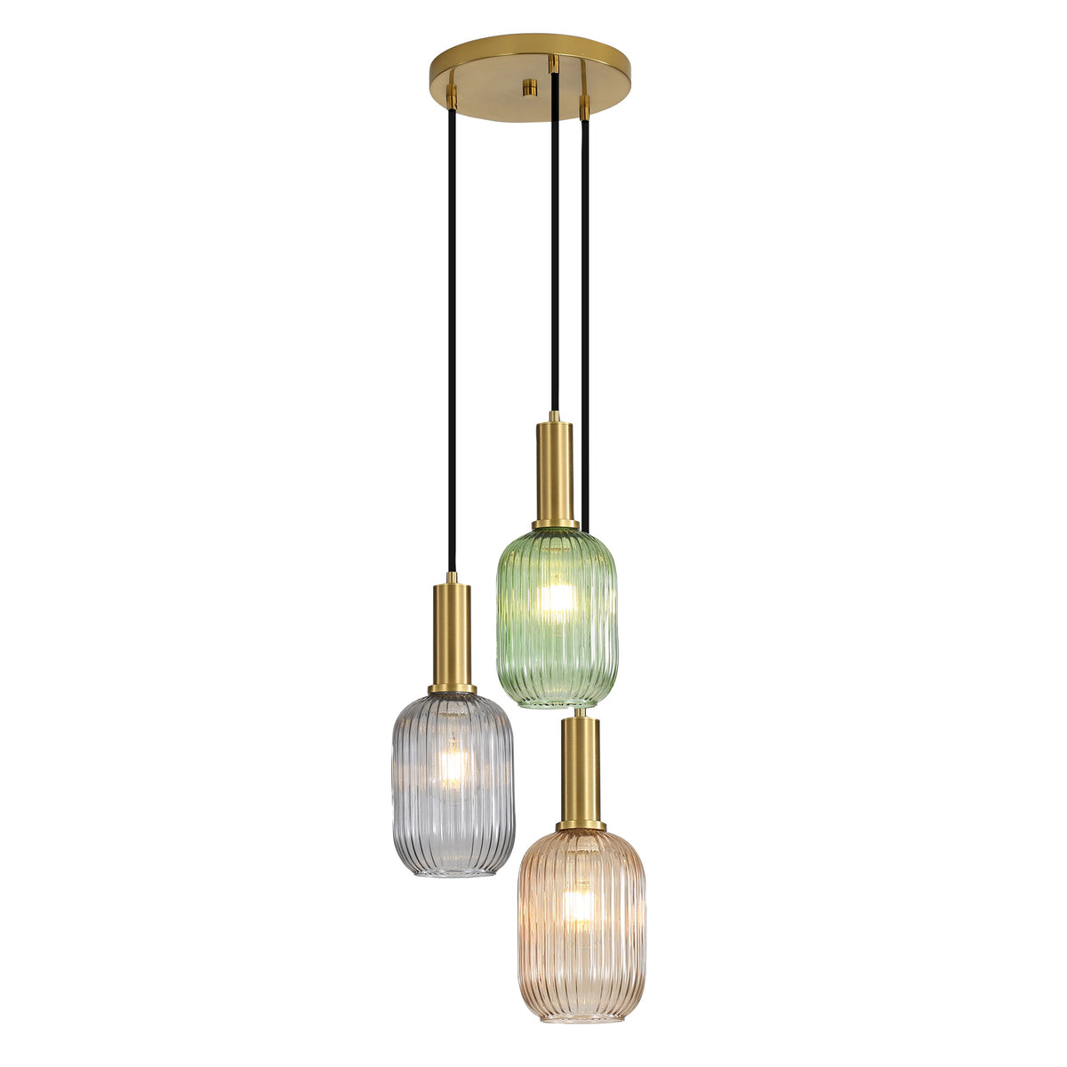 3LT Ribbed Glass Pendant - Luxe Trilight