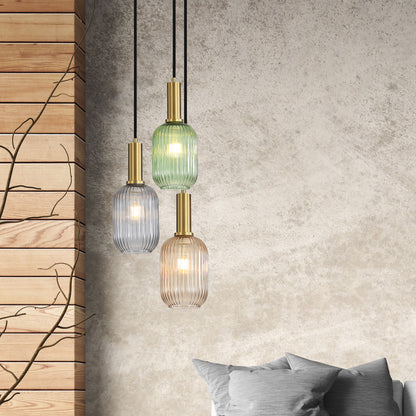 3LT Ribbed Glass Pendant - Luxe Trilight