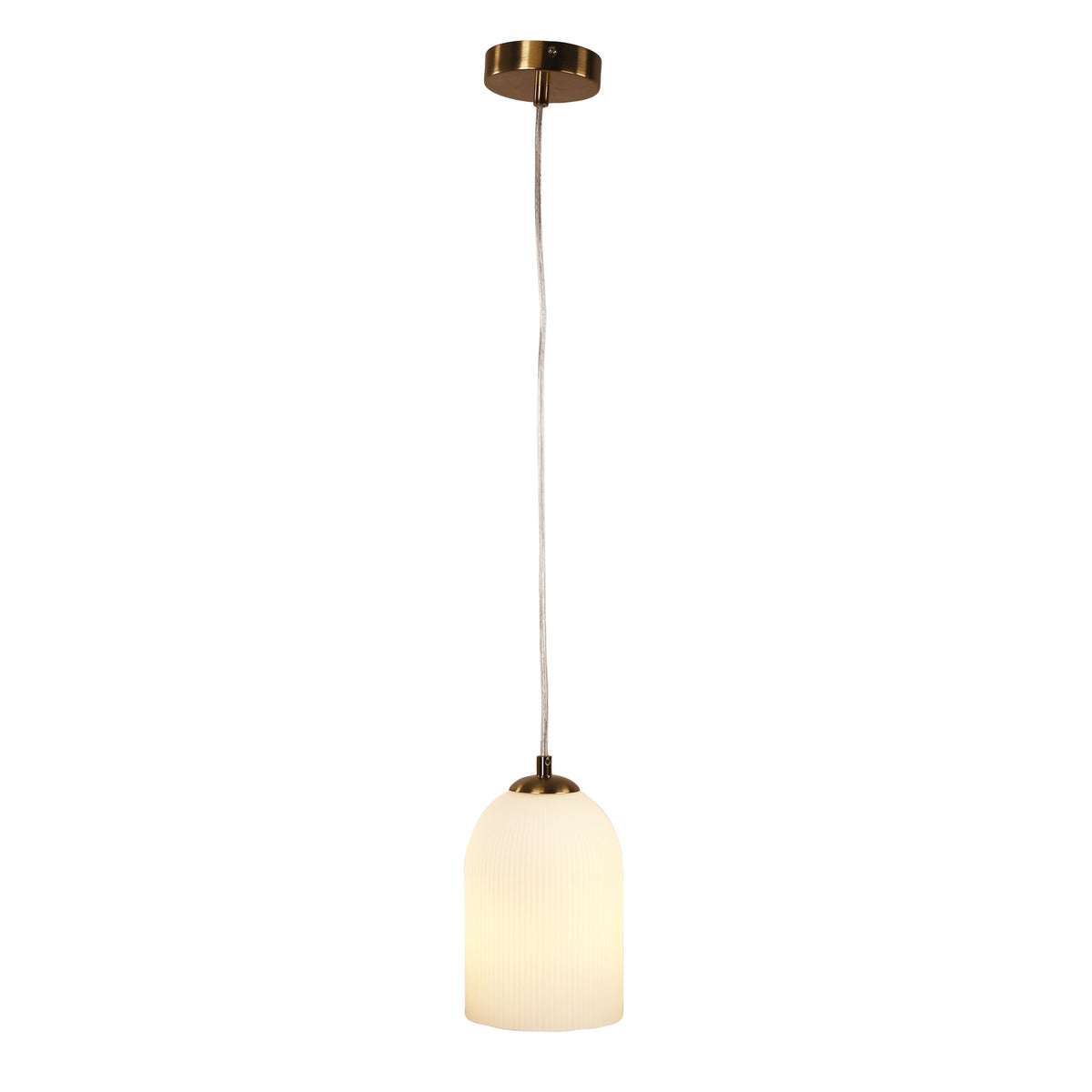Ribbed Glass Pendant - Arley Pendant Satin Brass