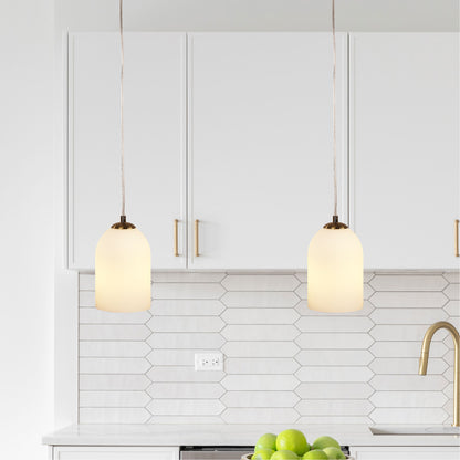Ribbed Glass Pendant - Arley Pendant Satin Brass