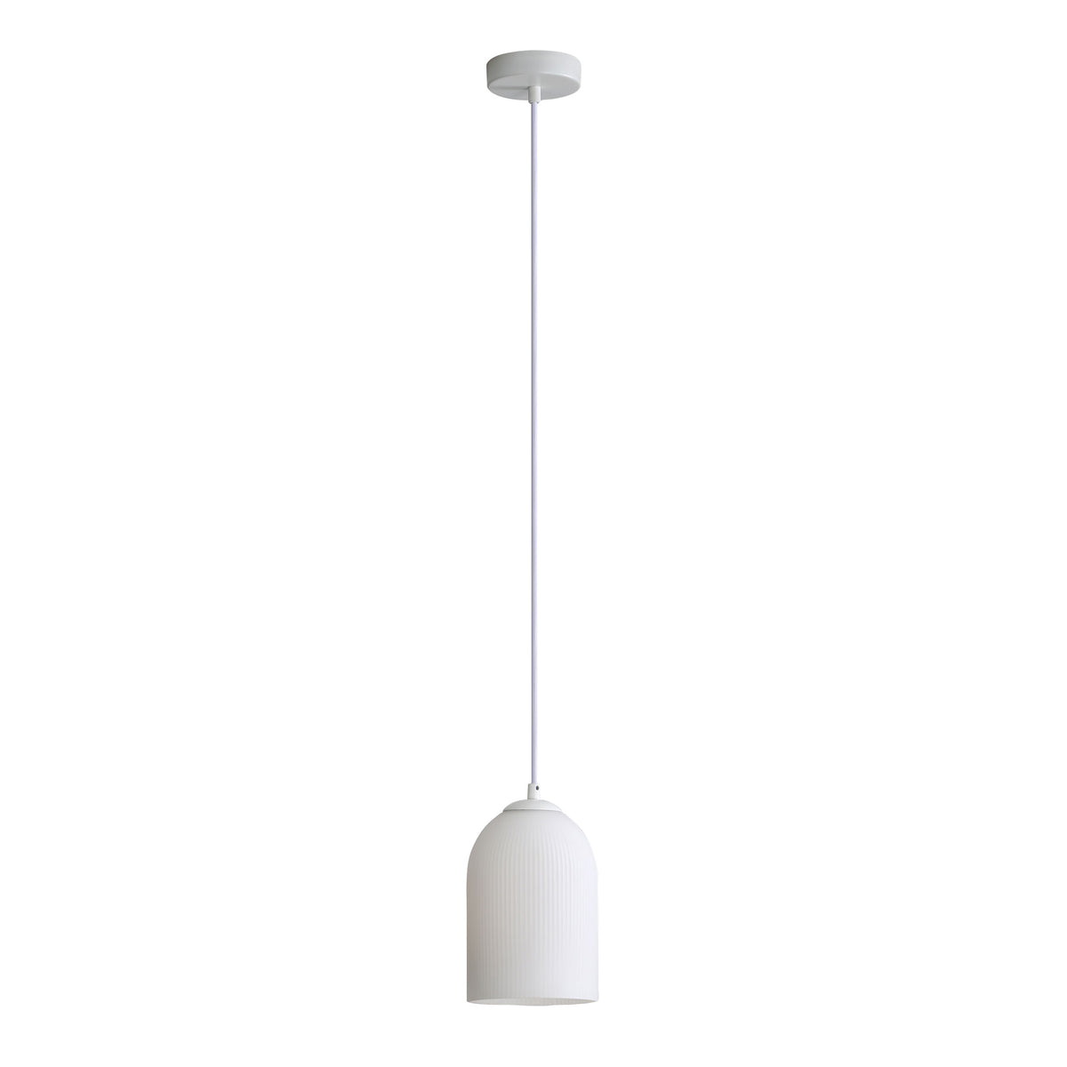 Ribbed Glass Pendant - Arley Pendant White