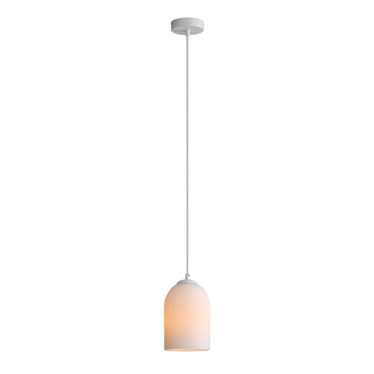 Ribbed Glass Pendant - Arley Pendant White