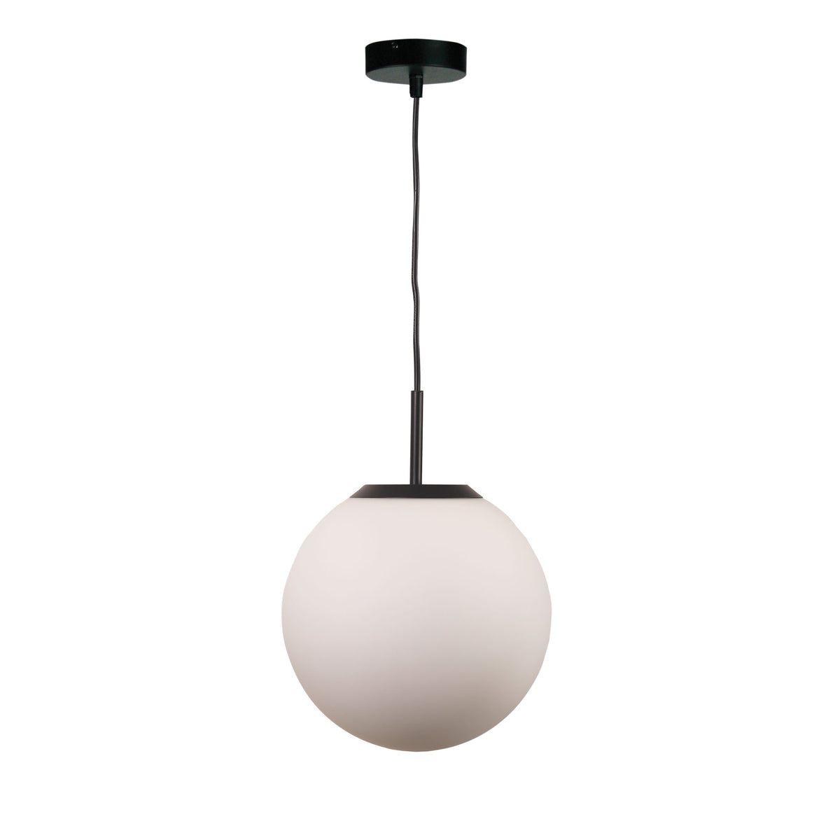 Matt Black and Opal Matt Glass Pendant - Orbit.25 Bk