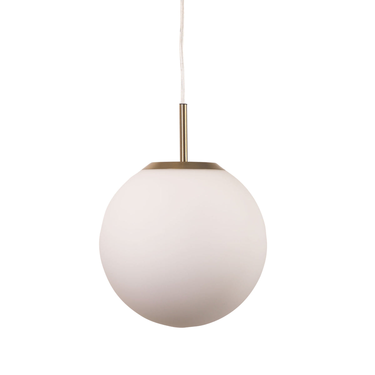 Satin Brass and Opal Matt Glass Pendant - Orbit.25 Sb