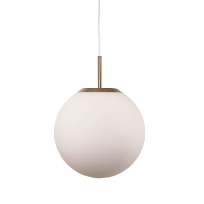 Satin Brass and Opal Matt Glass Pendant - Orbit.25 Sb