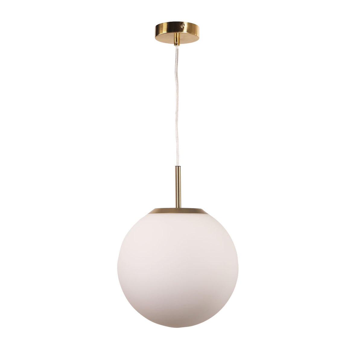 Satin Brass and Opal Matt Glass Pendant - Orbit.25 Sb
