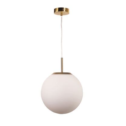 Satin Brass and Opal Matt Glass Pendant - Orbit.25 Sb