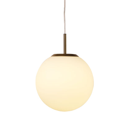 Satin Brass and Opal Matt Glass Pendant - Orbit.25 Sb