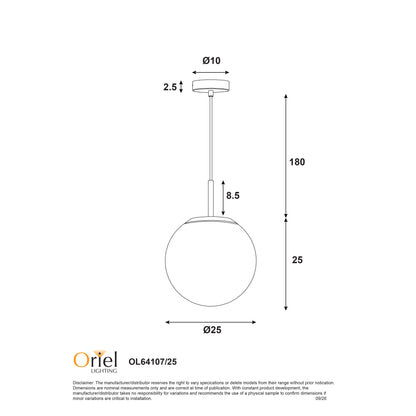 Matt Black and Opal Matt Glass Pendant - Orbit.25 Bk