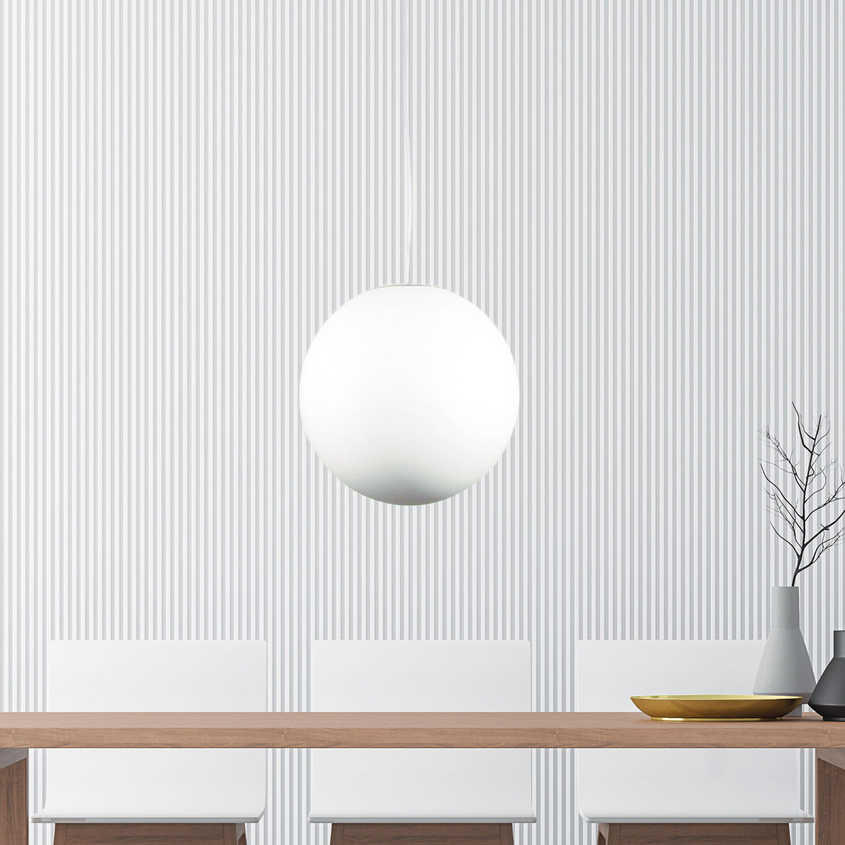 White Acrylic Sphere Pendant - Phase 40