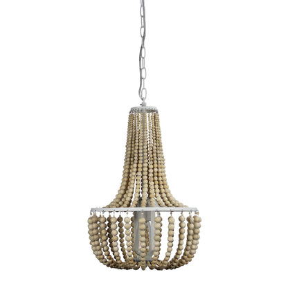 Natural Wooden Beaded Pendant - Cascara 1 Light
