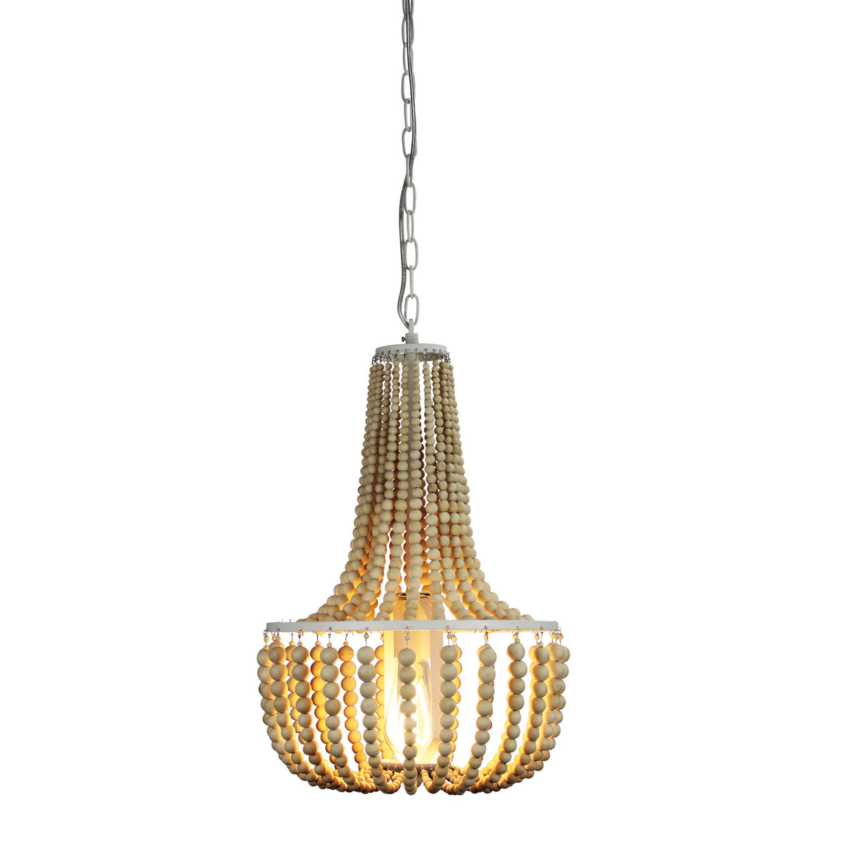 Natural Wooden Beaded Pendant - Cascara 1 Light