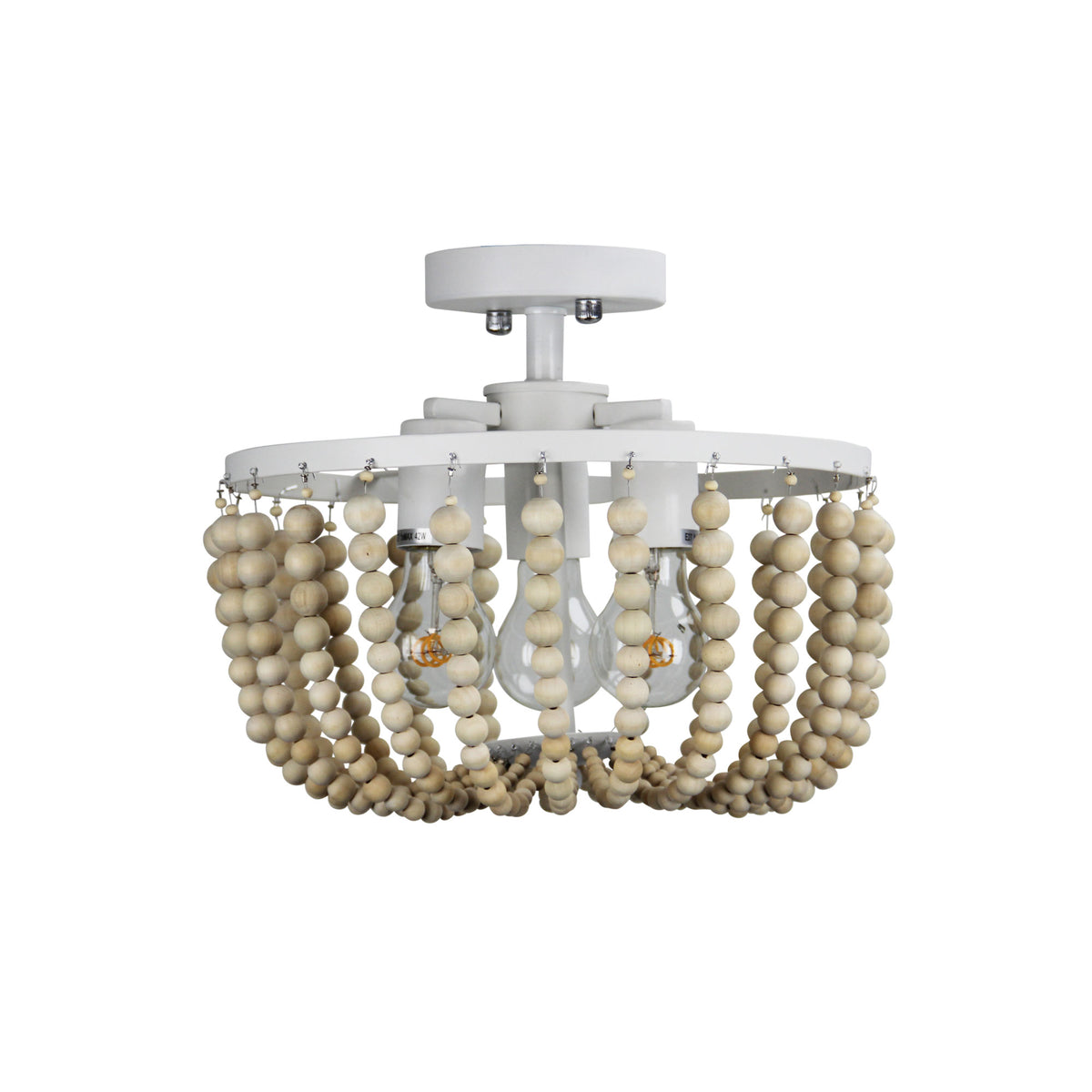 Natural Wooden Beaded Ceiling Light - Cascara Ctc