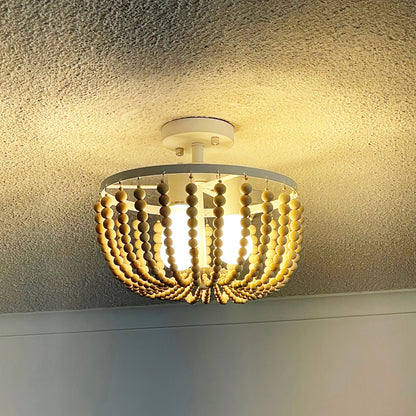 Natural Wooden Beaded Ceiling Light - Cascara Ctc