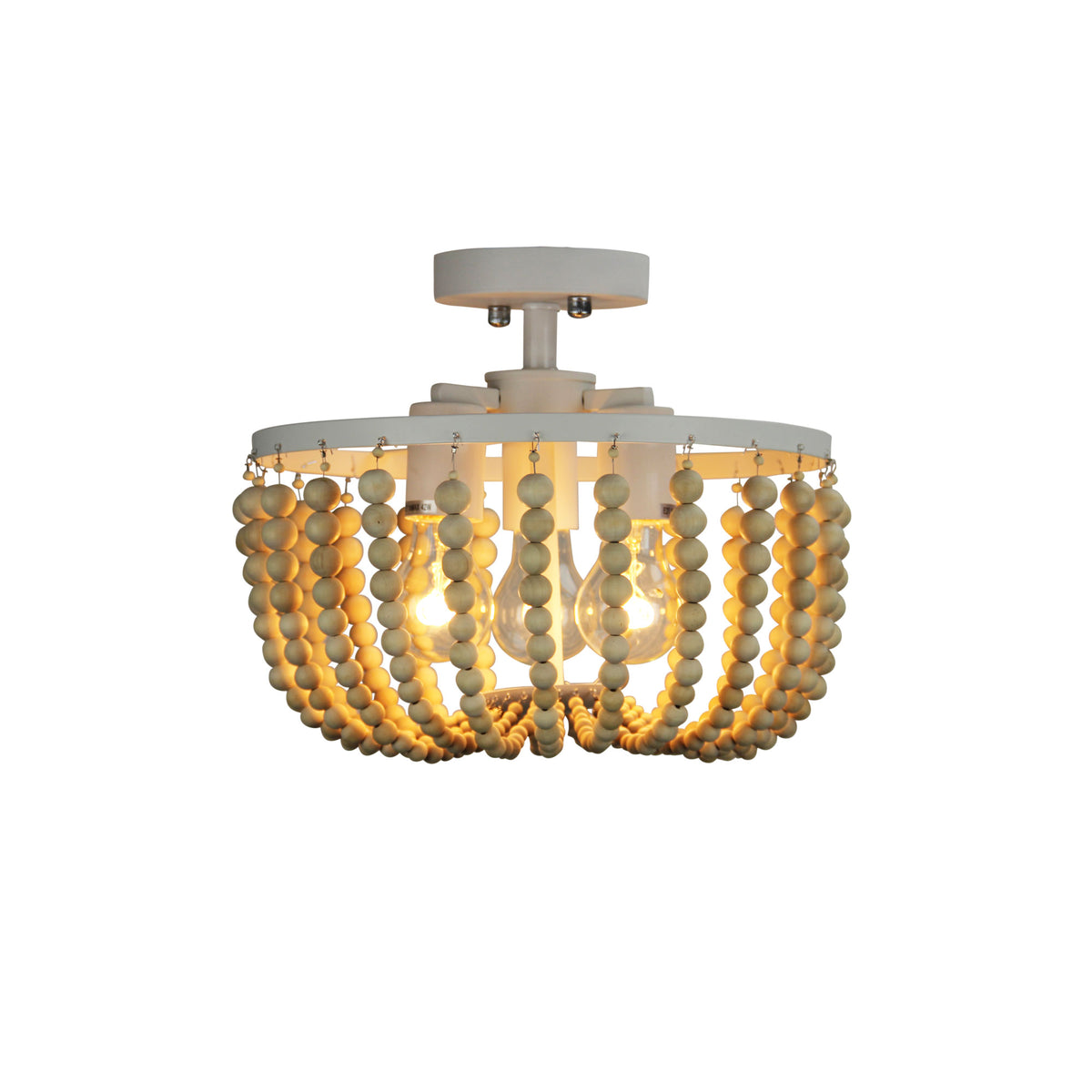 Natural Wooden Beaded Ceiling Light - Cascara Ctc