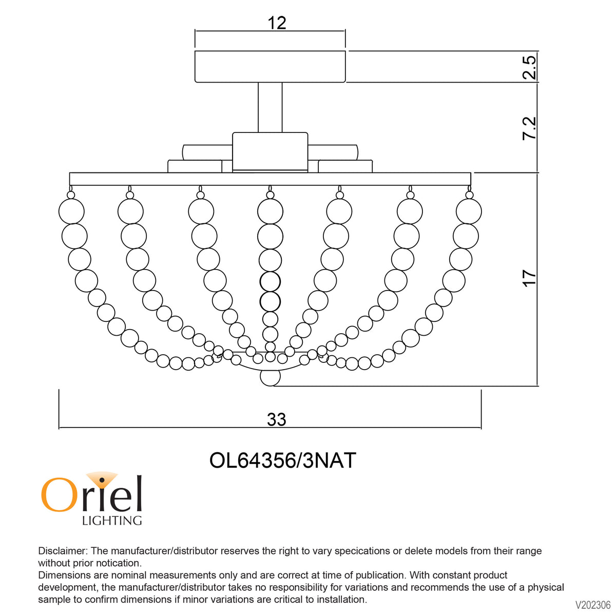 Natural Wooden Beaded Ceiling Light - Cascara Ctc