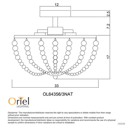 Natural Wooden Beaded Ceiling Light - Cascara Ctc