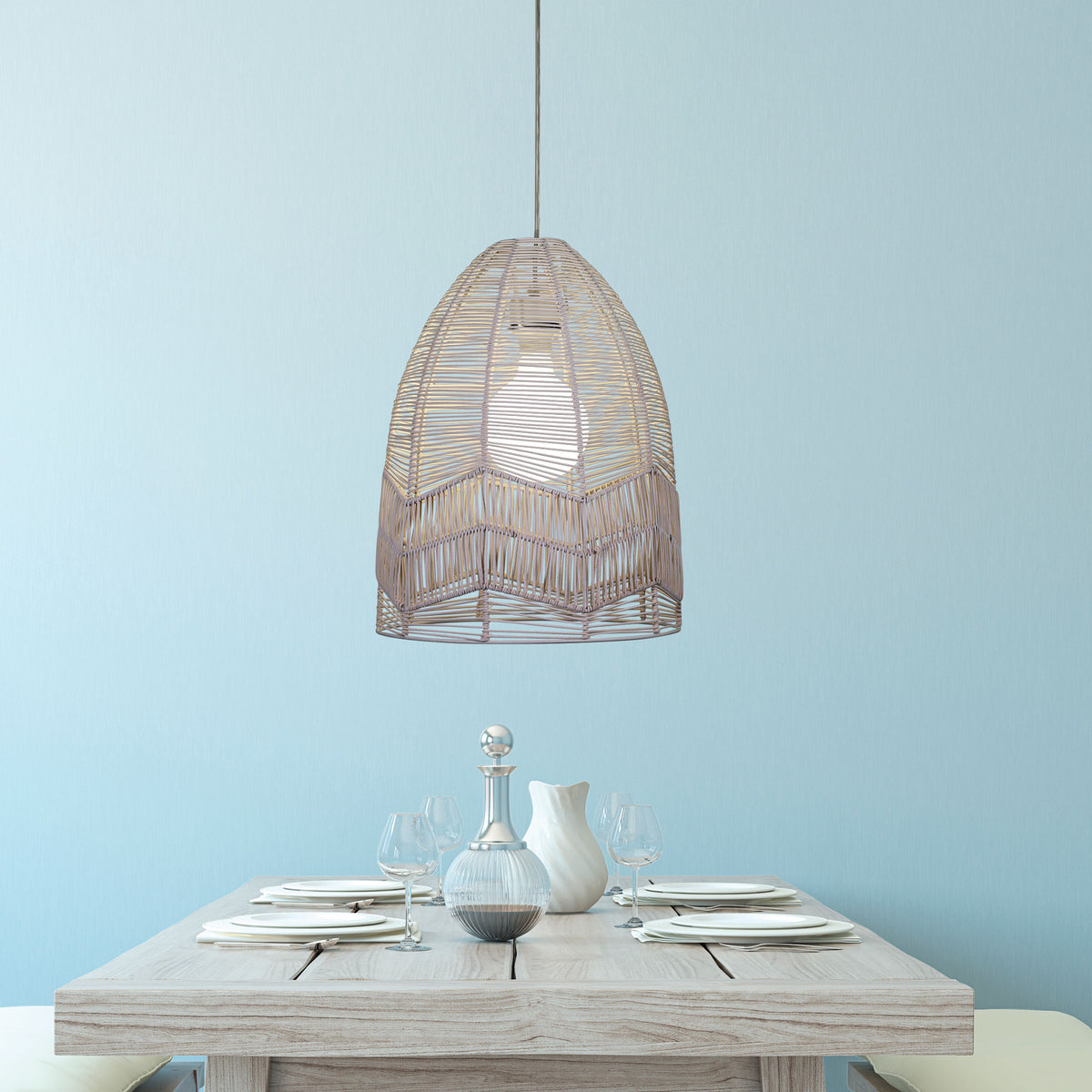 White Cane Pendant Shade Only - Serang 35 White