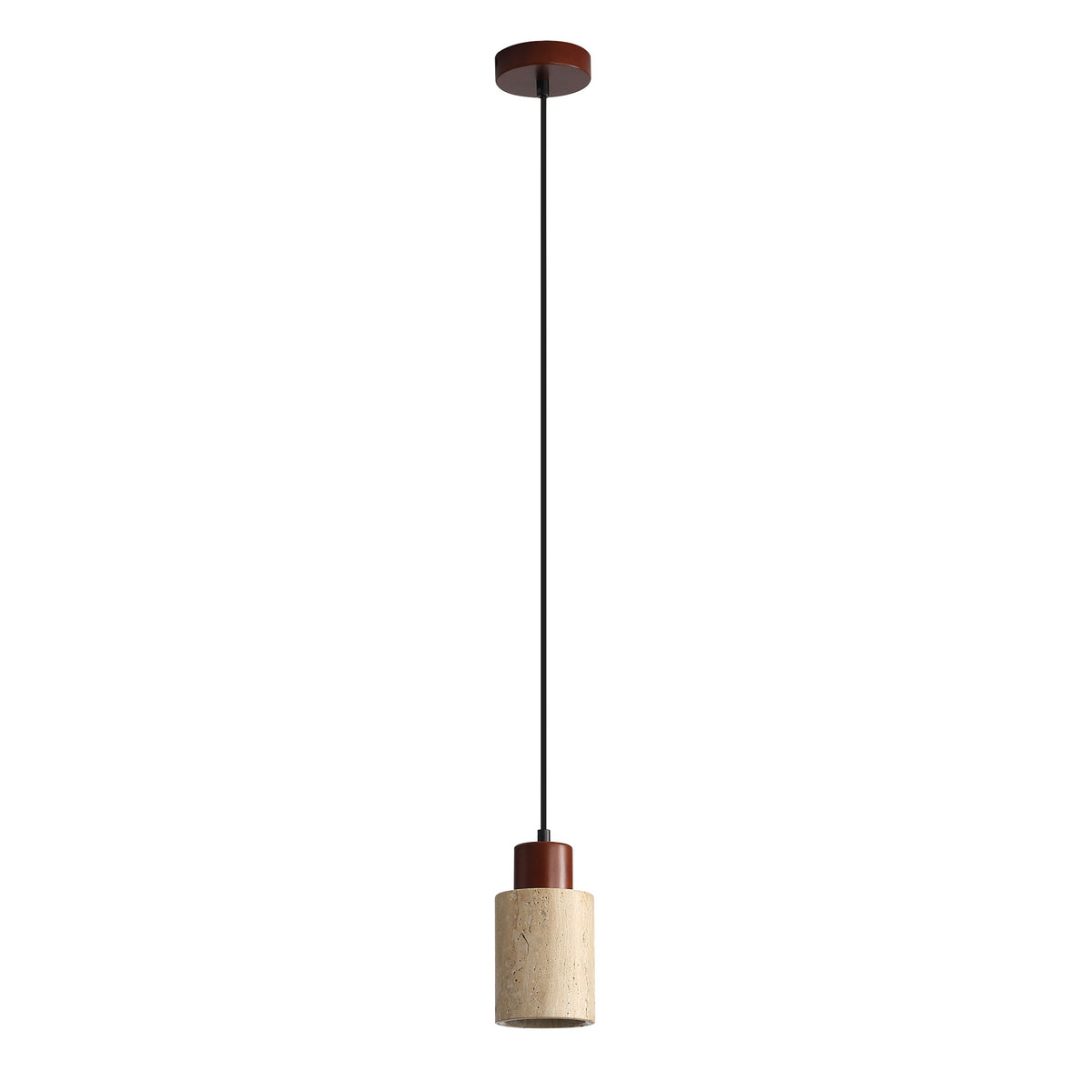 Travertine and Wood Pendant - Tibur.100