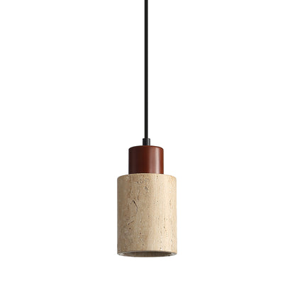 Travertine and Wood Pendant - Tibur.100
