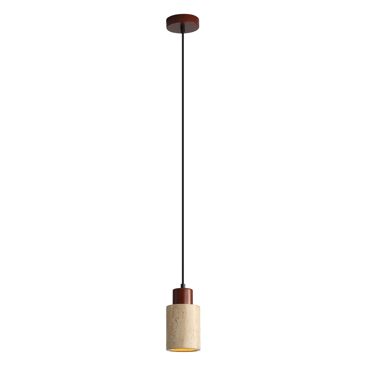 Travertine and Wood Pendant - Tibur.100